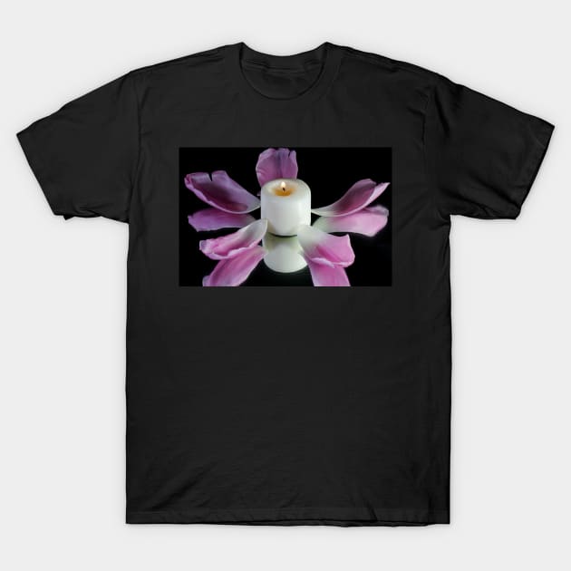 A candle with tulip petals. T-Shirt by ikshvaku